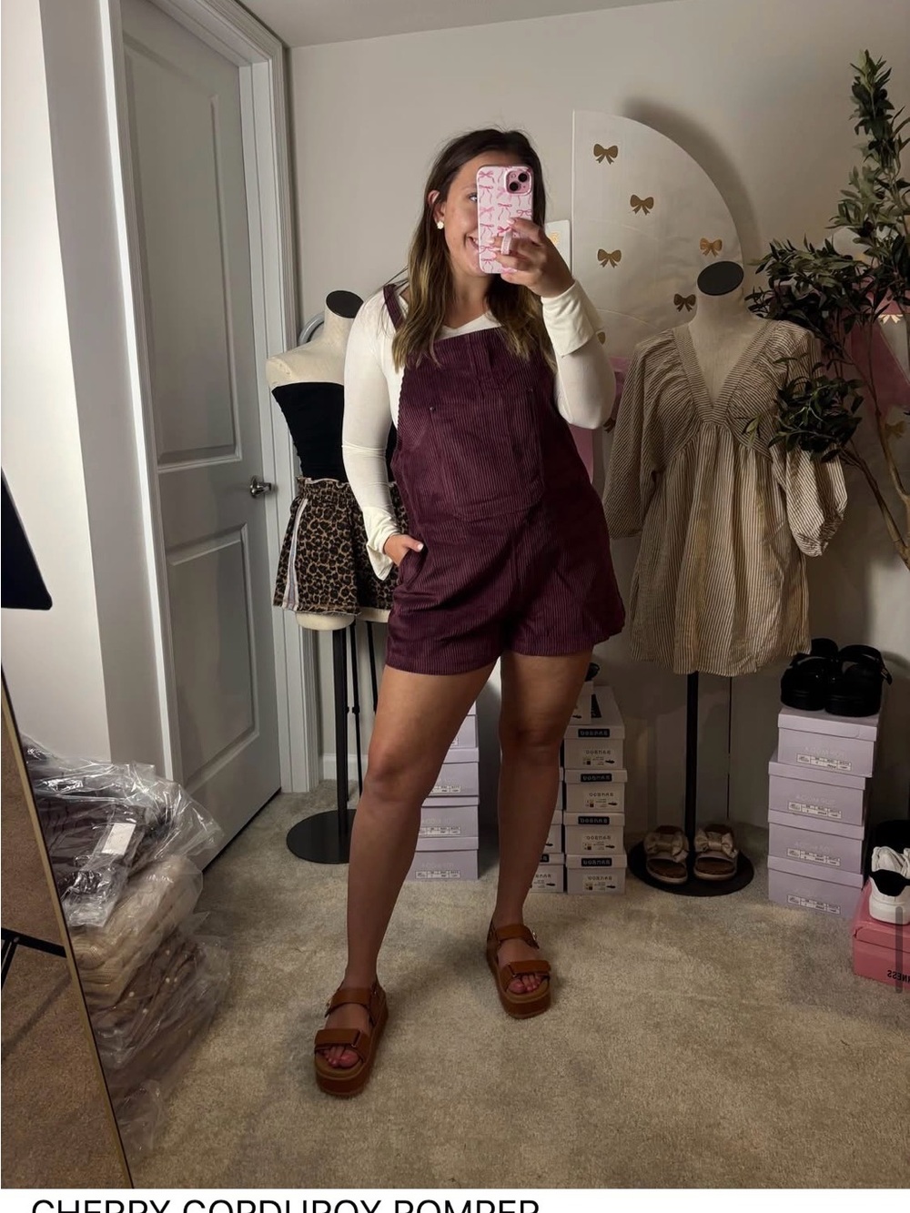 Double Zero Plum Corduroy Short Overalls